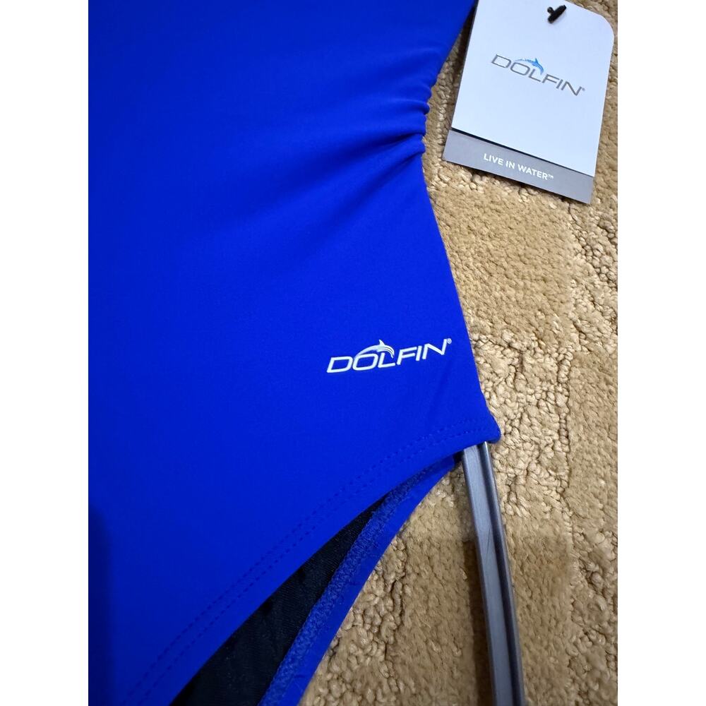 Dolfin Lifeguard One Piece Swimsuit Womens 32 Royal Blue Guard Cutout NWT - Picture 3 of 6